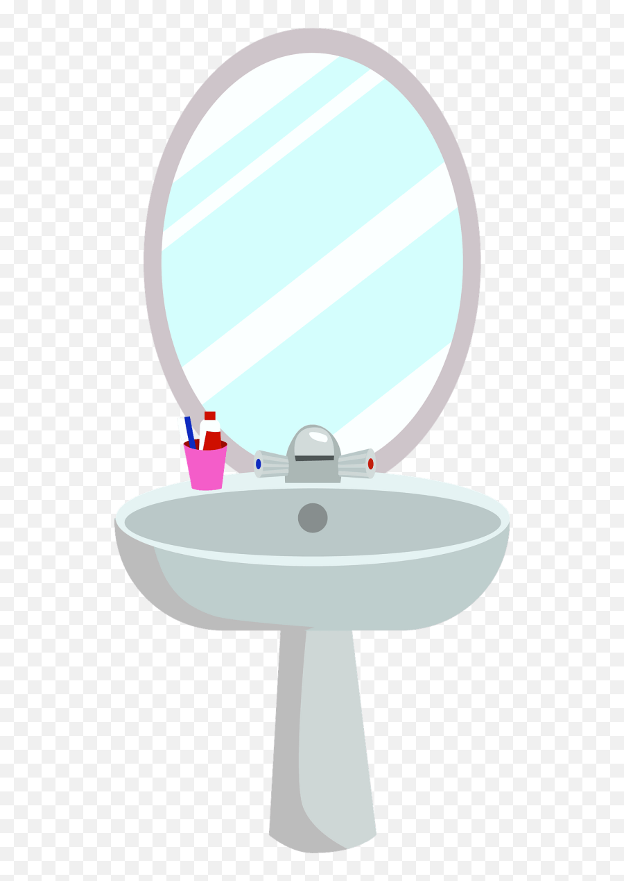 Washbasin With A Mirror Clipart - Bathroom Sink Png Bathroom Wash Basin Clipart Emoji,Bathroom Clipart