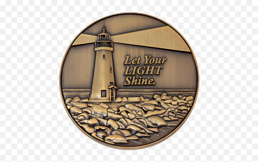 Let Your Light Shine Challenge Coin - Lighthouse Challenge Coins Emoji,Lighthouse Logos