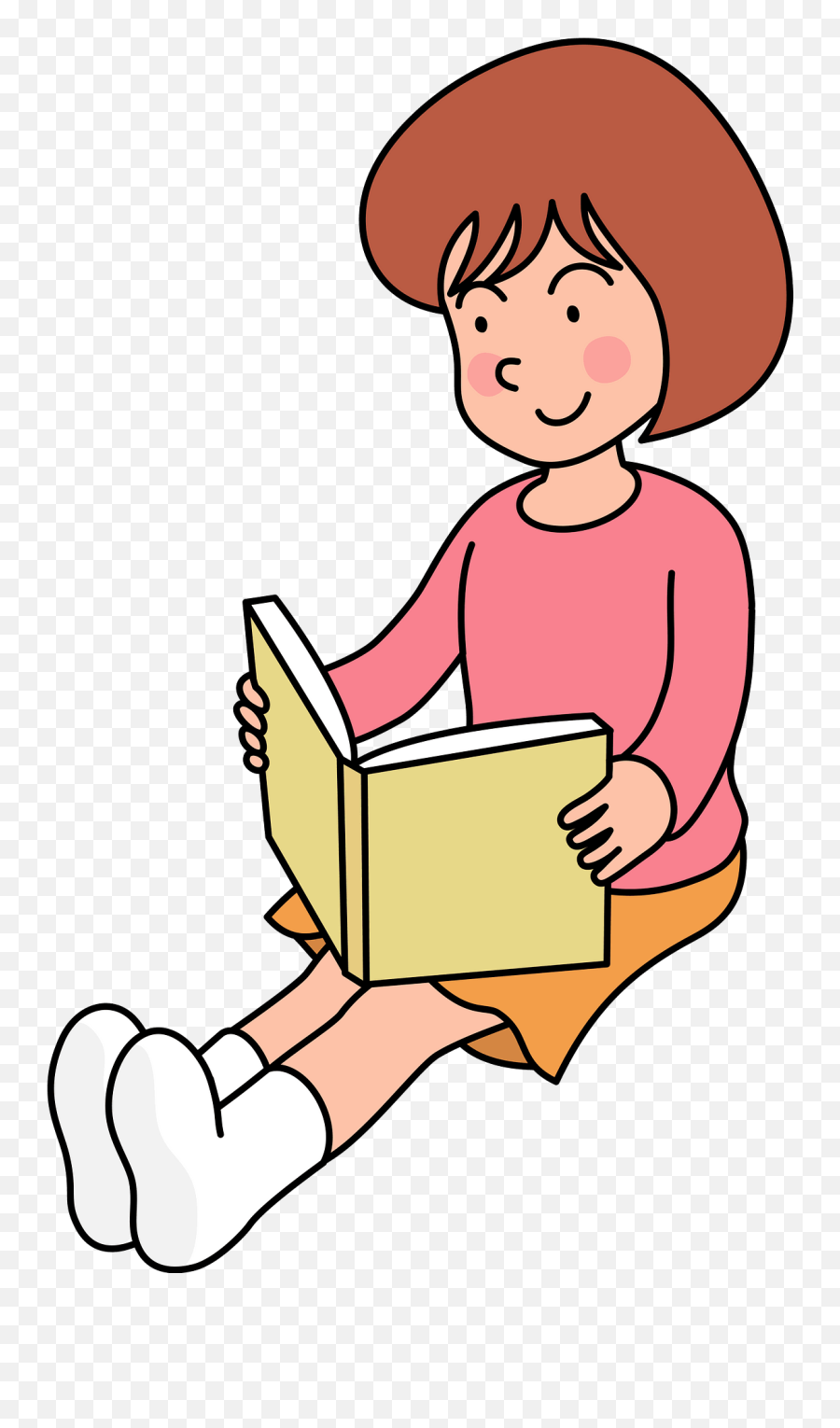 Little Girl Is Reading A Book Clipart - Rewading A Book Clipart Emoji,Read Clipart
