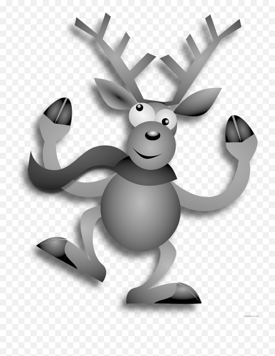 Dancing Reindeer Animal Free Black White Clipart Images - Fictional Character Emoji,Christmas Black And White Clipart