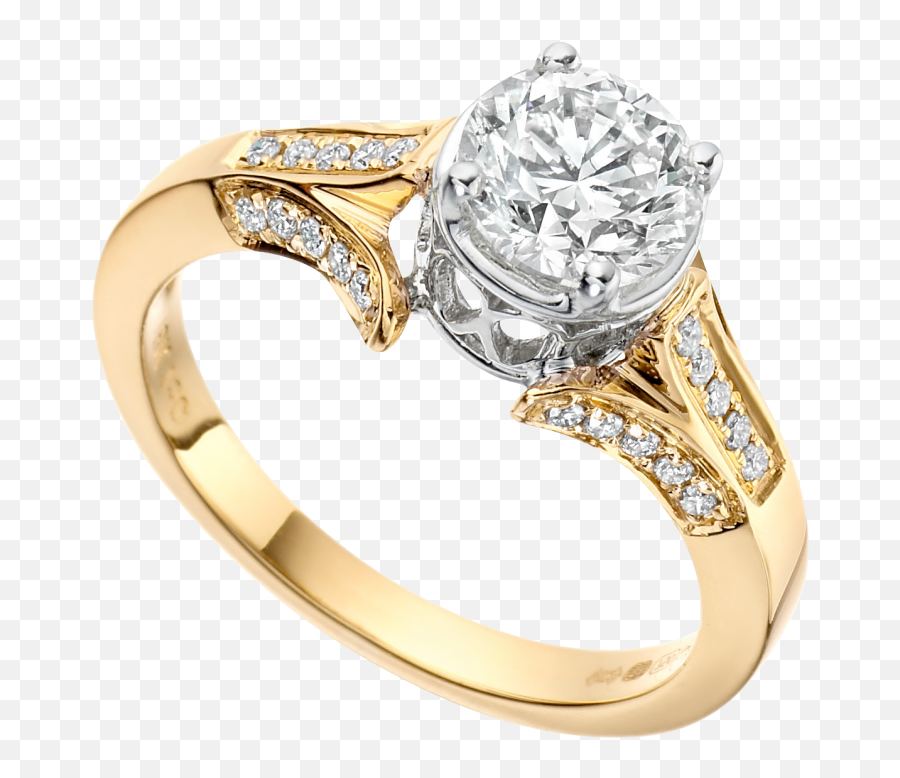 Solitaire Engagement Ring - Fancy Diamond Shoulders Ring Ni Transparent Background Gold Diamond Ring Png Emoji,Wedding Ring Png