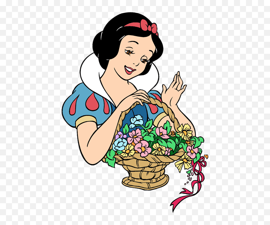Snow White And Her Basket Of Flowers - Snow White With Flower Basket Emoji,Snow White Clipart