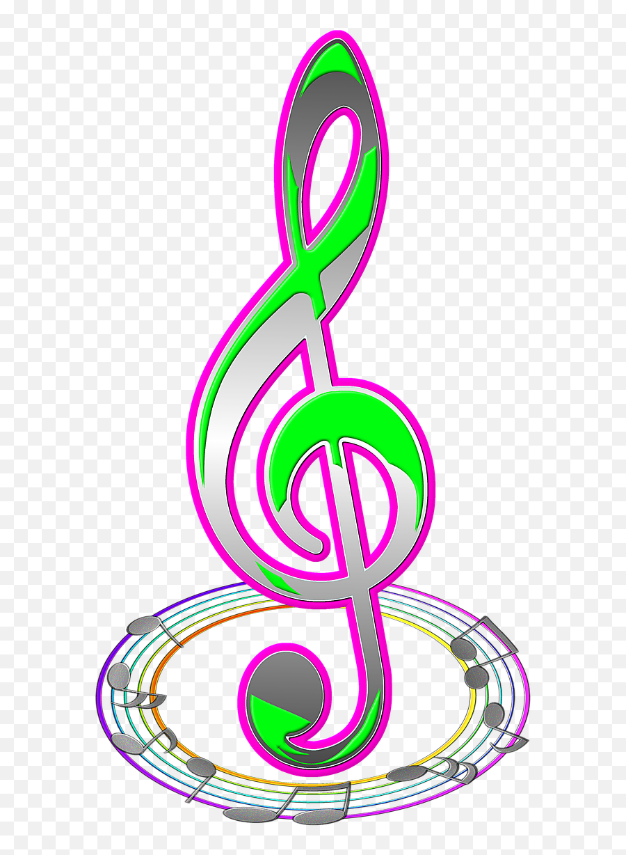 Notescorestreble Clefmelodymusicclip Artcolored - Color Transparent Background Musical Notes Clip Art Emoji,Treble Clef Png