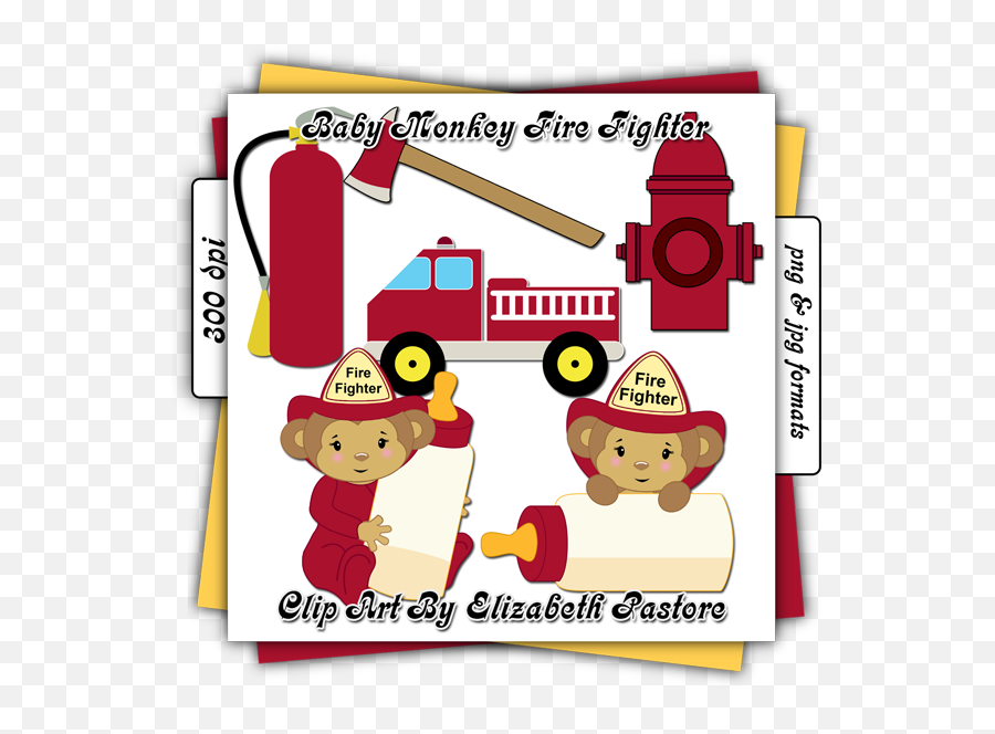 Cute Baby Monkey Firefighter - Consist Clipart Emoji,Fire Fighter Clipart