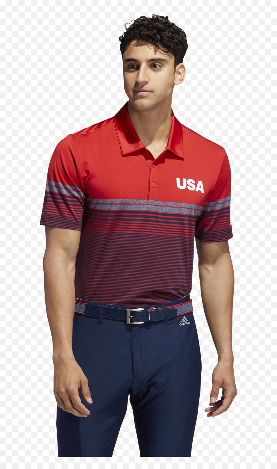 Adidas Usa Golf Ultimate365 Stripe Polo - Red Usa Polo Shirt Adidas Emoji,Polo Shirts With Big Logo