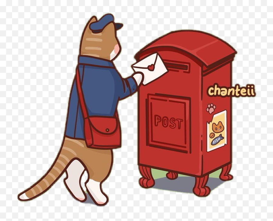 Mailbox Catsticker - Cartoon Clipart Full Size Clipart Language Emoji,Christmas Mailbox Clipart