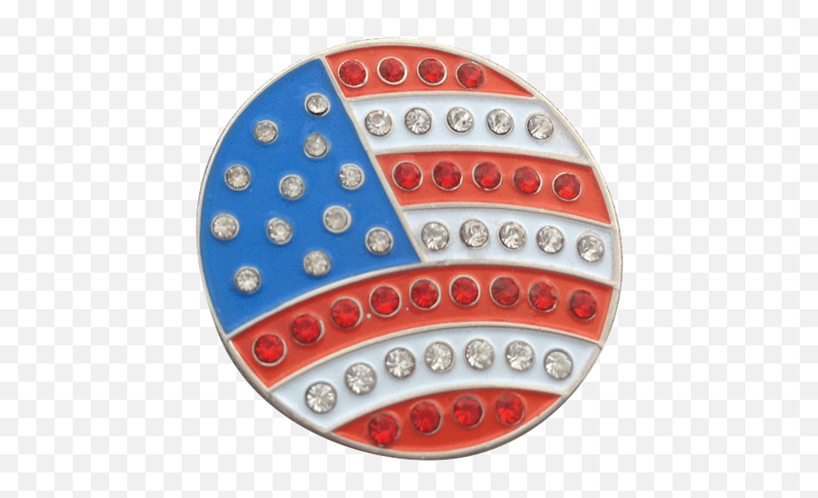 Readygolf Usa Flag Ball Marker U0026 Hat Clip With Crystals Emoji,Usa Flag Transparent