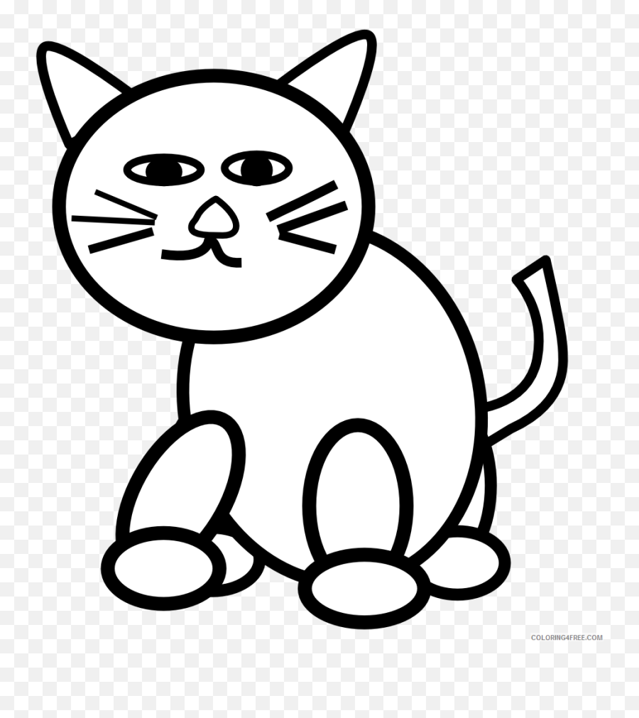 Cat Outline Coloring Pages Cat Clipart - Clip Art Of A Cat Black And White Emoji,Cat Clipart