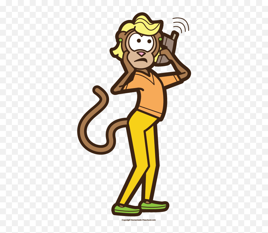 Free Monkey Clipart - Mama Monkey Calling Doctor Emoji,Clipart Monkey