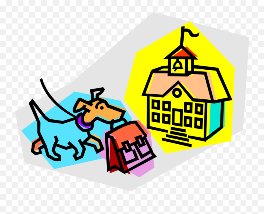 Dog With Schoolbag Goes To School - Vector Image Emoji,Obedient Clipart