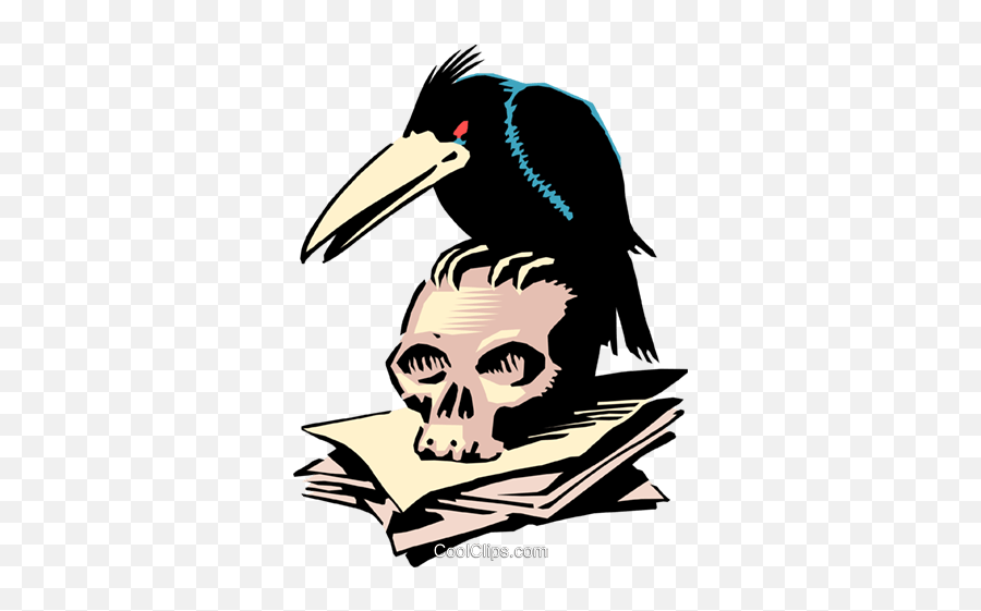 Cartoon Crow And Skull Royalty Free Vector Clip Art - Halloween Crow Clipart Emoji,Crow Clipart