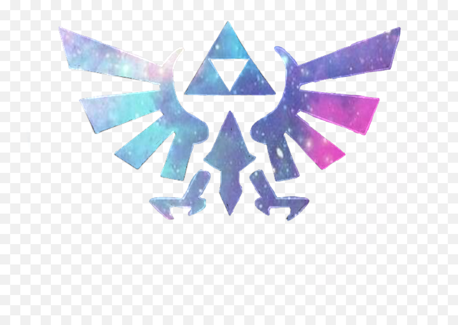 Zelda Botw Link Triforce Galaxy Sticker - Black Zelda Triforce Logo Emoji,Botw Logo