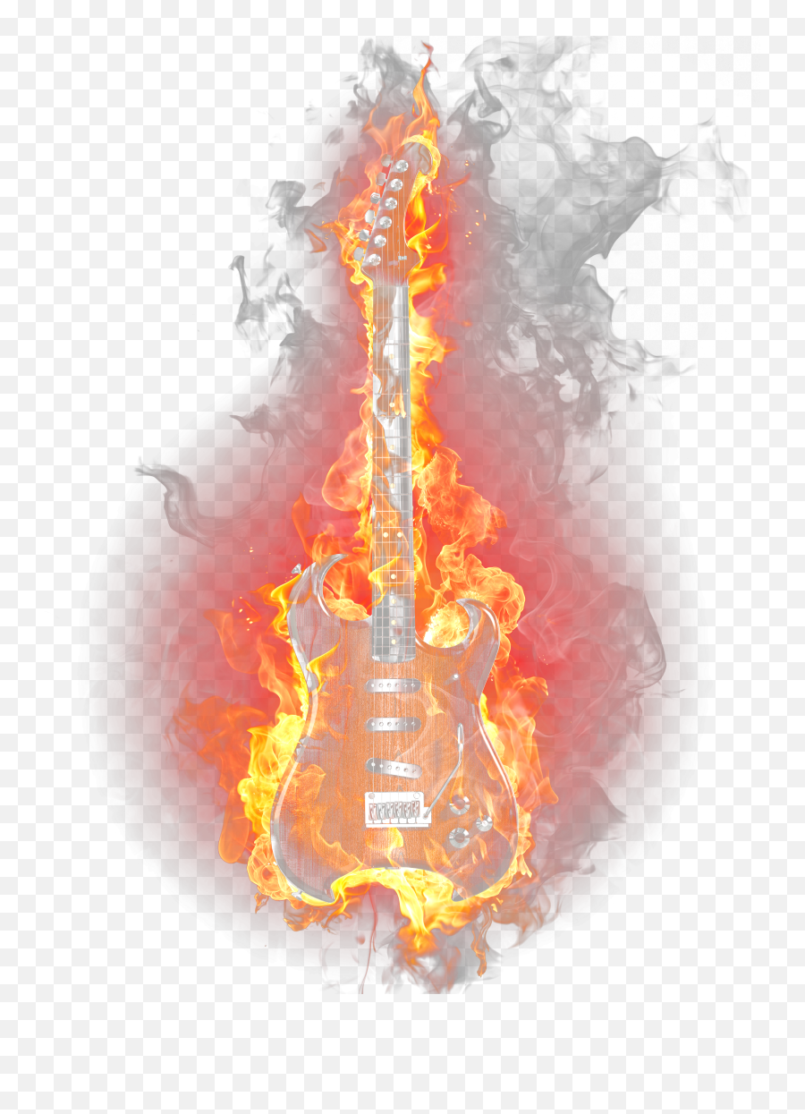 Download Fire Light Flame Guitar Burning Png Download Free Emoji,Guitar Png