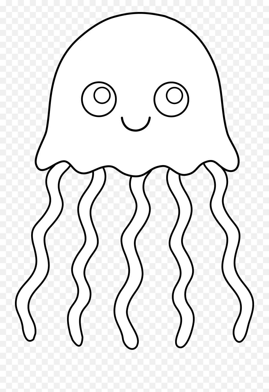 Jellyfish Clipart Black And White - Sea Creatures Outline Png Emoji,Jellyfish Clipart