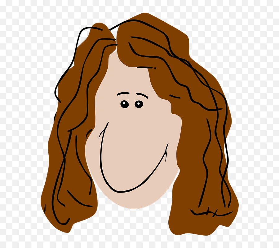 Brown Hair Clipart Woman Head Pencil Emoji,Curly Hair Clipart