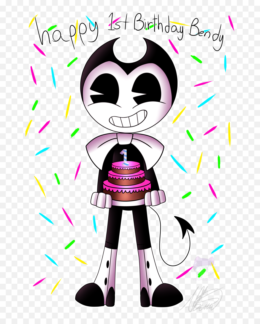Happy 1st Birthday Bendy - Graphic Design 735x1087 Png Emoji,1st Birthday Clipart