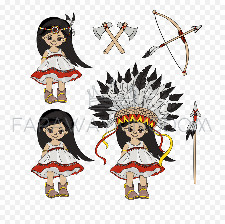 Pocahontas Holiday Indians Princess Girl Vector Illustration Emoji,Indian Headdress Clipart