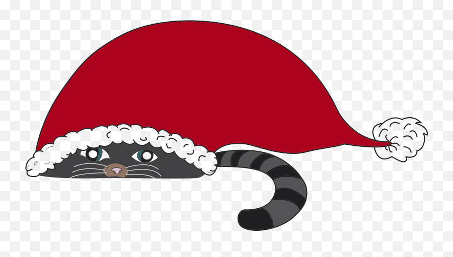Cat Hiding In Santau0027s Hat Clipart Free Download Transparent - Cat In Santa Hat Clipart Emoji,Christmas Hat Clipart