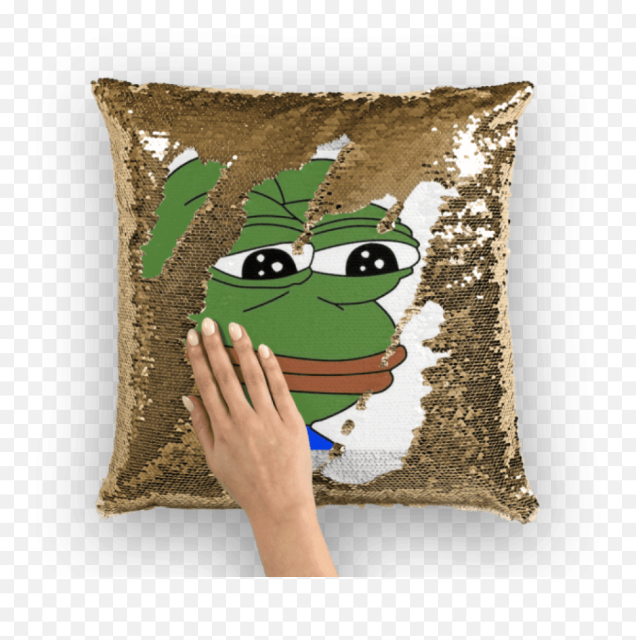 Download Sad Pepe - Sequin Pillow Sad Frog Square Sticker Emoji,Sad Pepe Png
