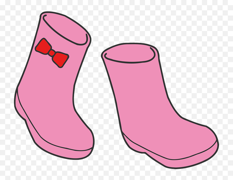 Pink Wellington Boots With Red Bows - Pink Boots Clipart Emoji,Boots Clipart