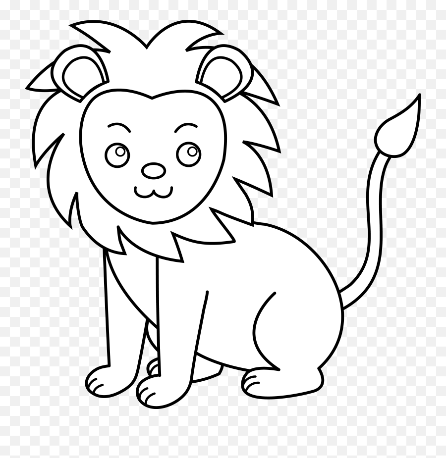 Lion Black And White Lion Clip Art - Lion Clipart Black And White Emoji,Lion Clipart