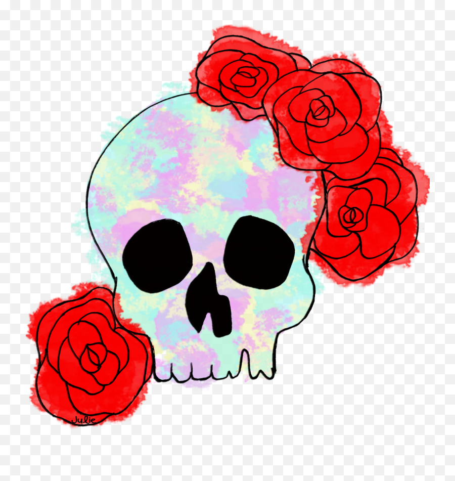 Flower Clipart Skull Flower Skull Transparent Free For - Flower Sugar Skull Clipart Emoji,Flower Clipart