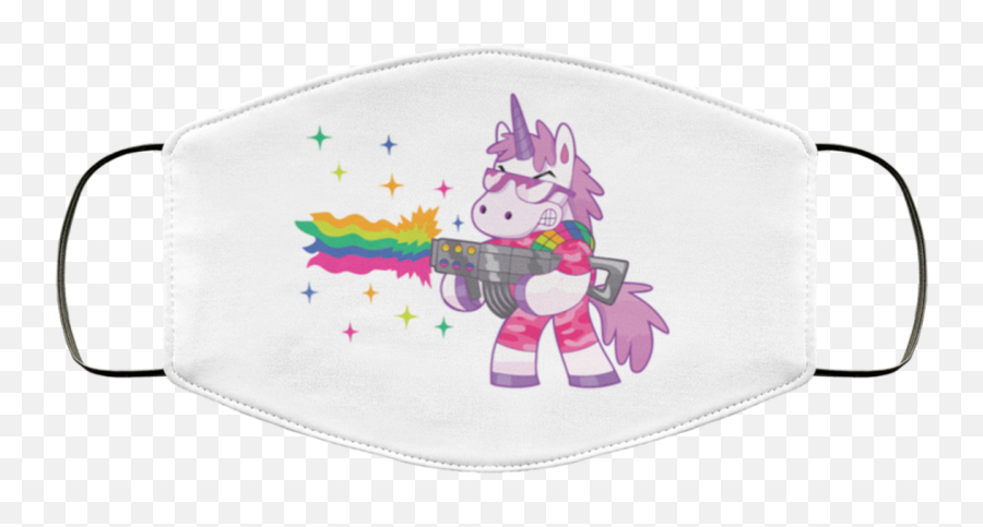 Unicorn Gun Rainbow Face Mask Washable Reusable - Unicorn Shooting A Gun Emoji,Unicorn Face Png