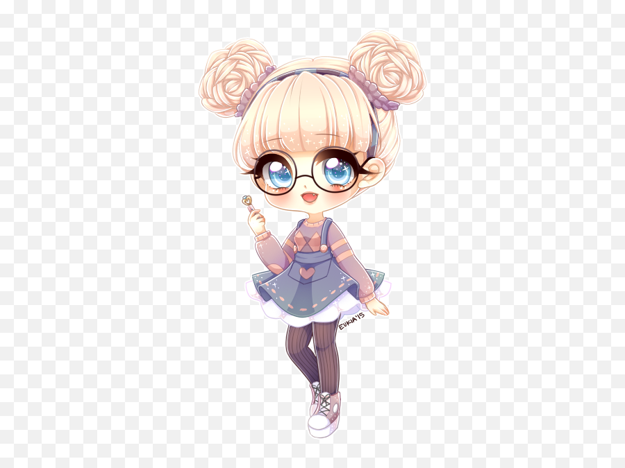 Kawaii Anime Girl Chibi - Gambarku Kawaii Chibi Girl Emoji,Anime Glasses Png