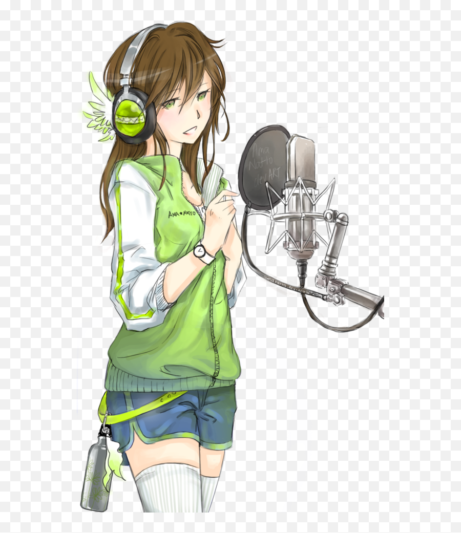 Download Drawn Singer Anime - Anime Girl Png Singer Png Emoji,Singer Png
