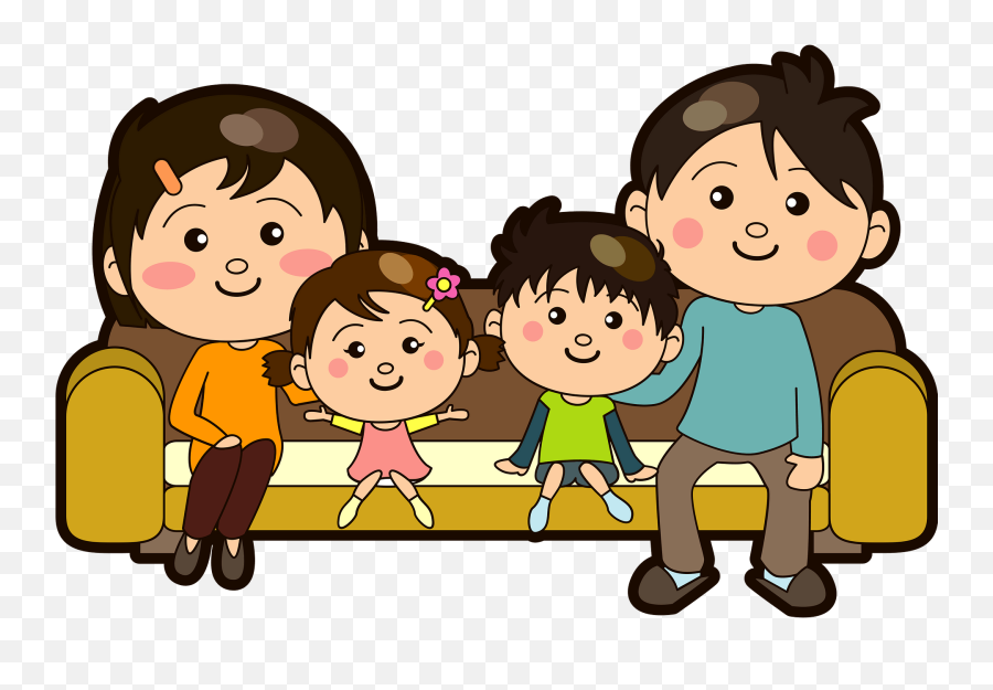 Family Of Four On The Sofa Clipart Free Download - Family In The Sofa Clipart Emoji,Sofa Clipart