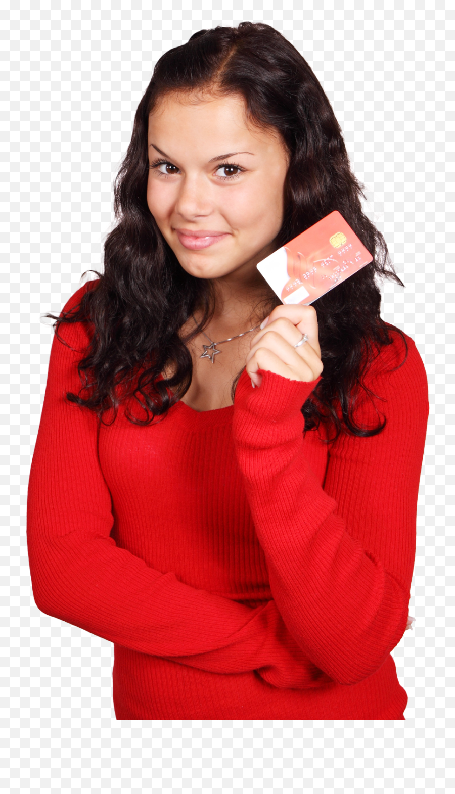 Smiling - Woman Holding Card Png Emoji,Credit Card Png