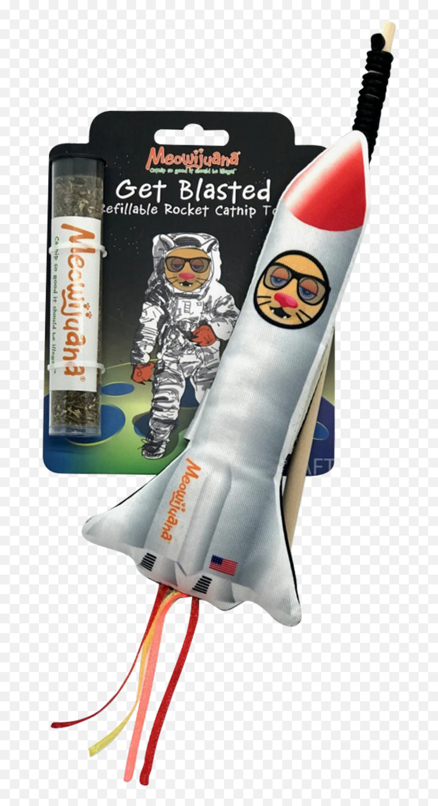 Meowijuana Meowijuana Get Blasted Rocket Refillable Catnip Toy - Meowijuana Get Blasted Rocket Emoji,Rocket Bunny Logo