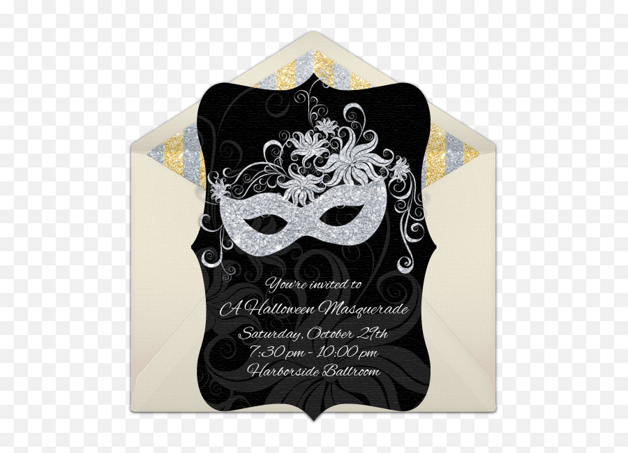 Download Half Masquerade Mask Invitations Png Banner - Masquerade Ball Emoji,Masquerade Mask Transparent Background