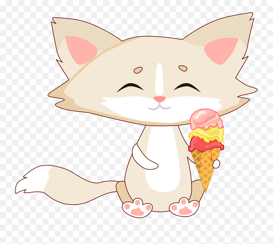 Kitty With Ice Cream Clipart Free Download Transparent Png - Happy Emoji,Ice Cream Clipart