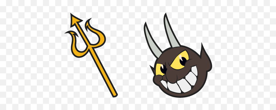 Cuphead The Devil With Trident Cursor - Fictional Character Emoji,Cuphead Logo