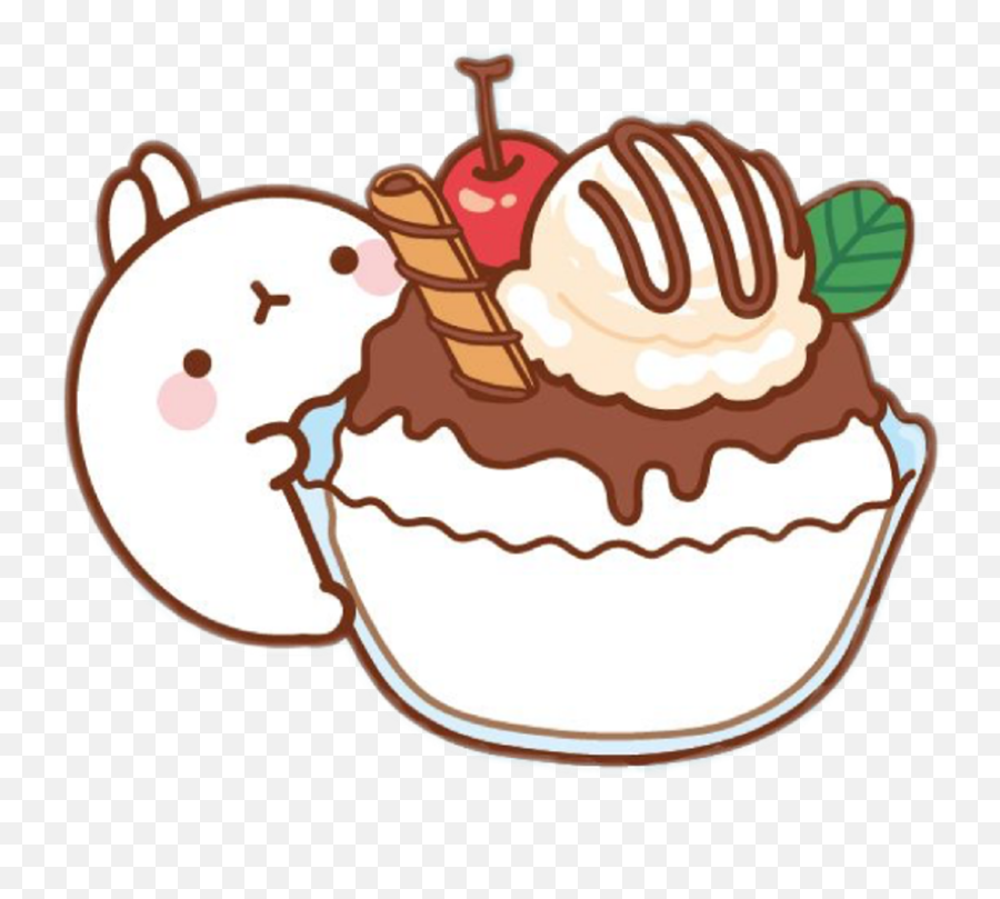 Pin Sundae Clipart - Molang Printable Stickers 541x446 Kawaii Ice Cream Sundae Emoji,Ice Cream Sundae Clipart