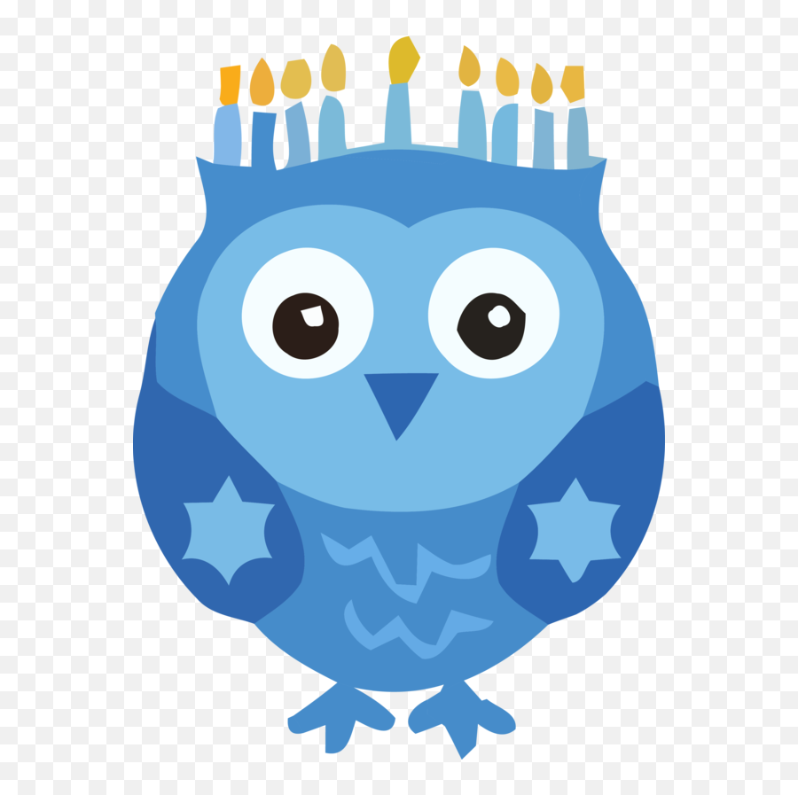 Download Hanukkah Owl Cartoon Bird Of Prey For Happy Colors - Soft Emoji,Hanukkah Clipart