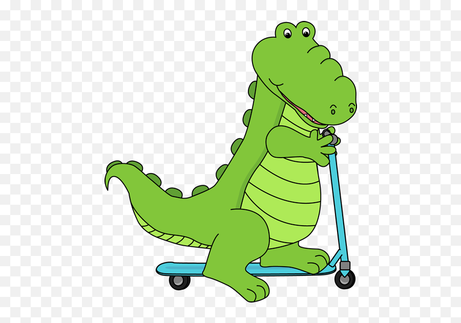 Alligator Riding A Scooter Clip Art - Alligator Equal Sign Clipart Emoji,Scooter Clipart