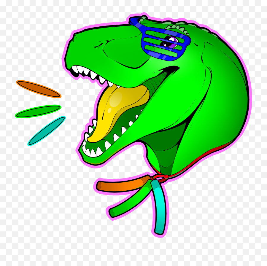 Neon Dino Clipart - Tyrannosaurus Rex Emoji,Dino Clipart