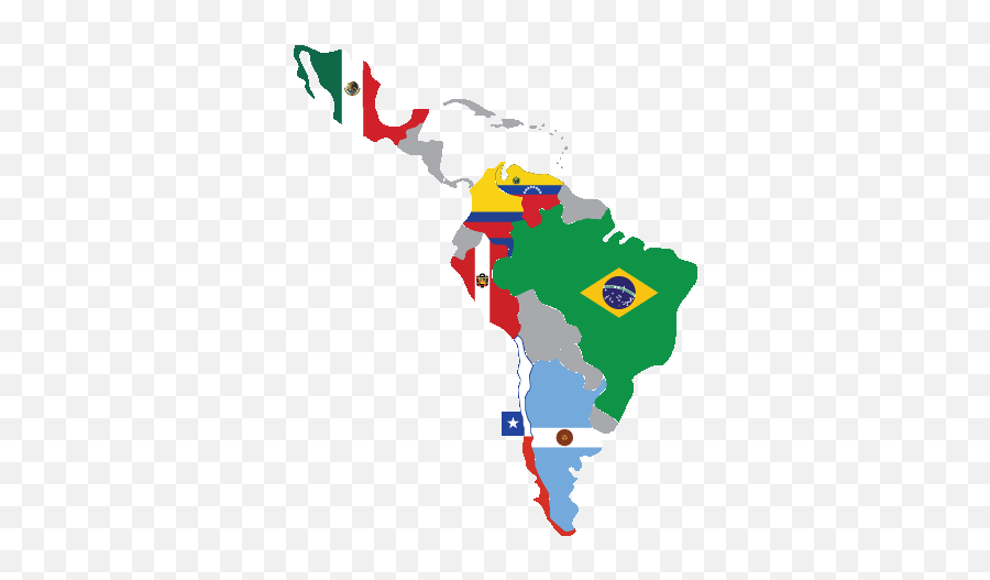 Latin America Map With Flags Clipart - Spanish Speaking Map Flags Of Latin America Emoji,Speaking Clipart