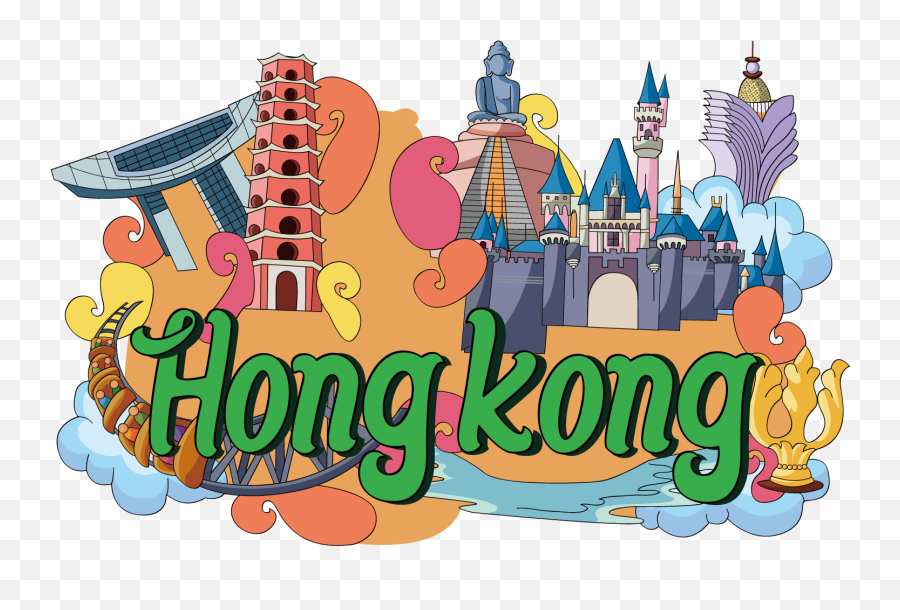 Hong Kong Disneyland Castle Clipart - Novocomtop Art Hong Kong Culture Emoji,Disneyland Clipart