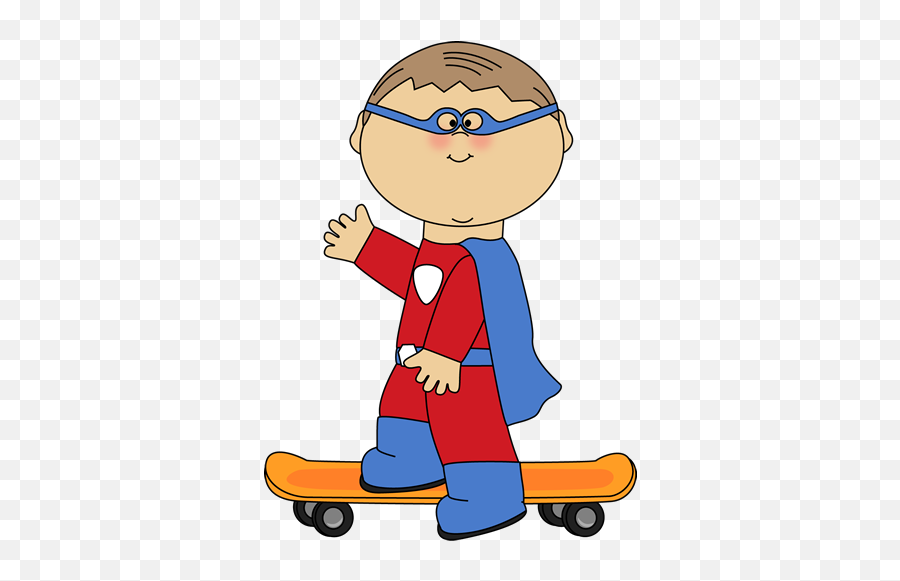 Boy Superhero - Boy On A Skateboard Clipart Emoji,Skateboard Clipart