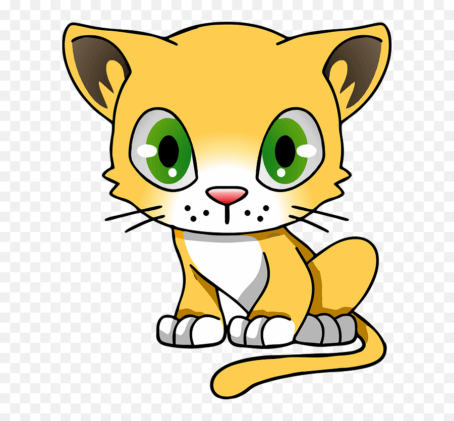 Yellow Cat With Large Green Eyes Clipart Free Download - Cat With Green Eyes Clipart Emoji,Clipart - Cat