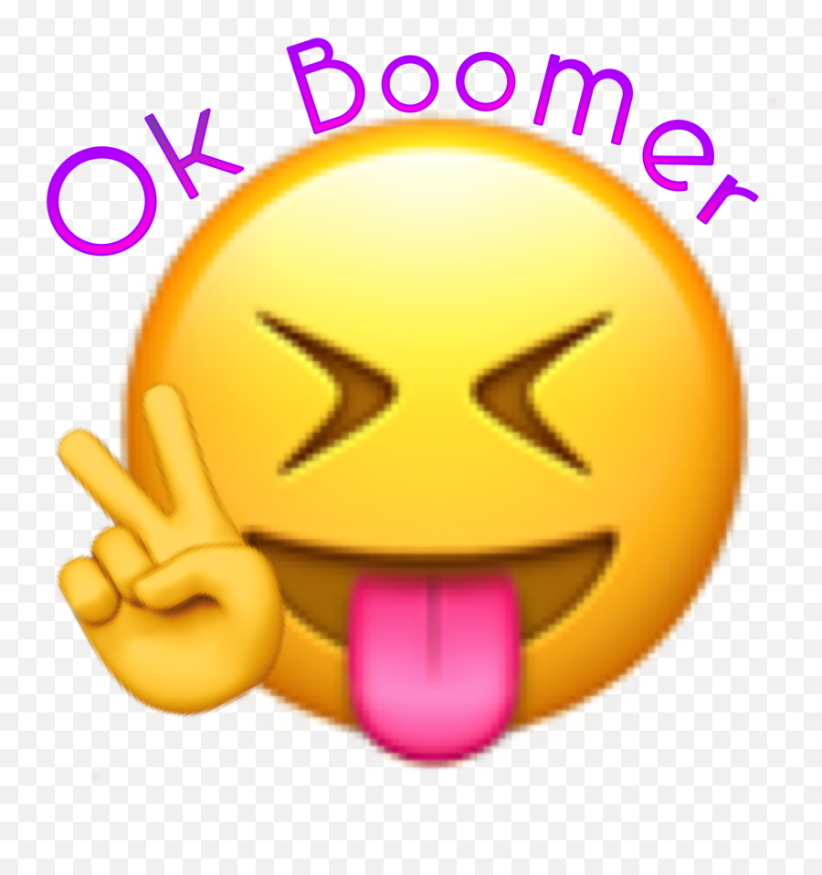 Emoji Peace Silly Okboomer Boomer Ok Sticker By - Squinting Face With Tongue Png,Ok Emoji Png
