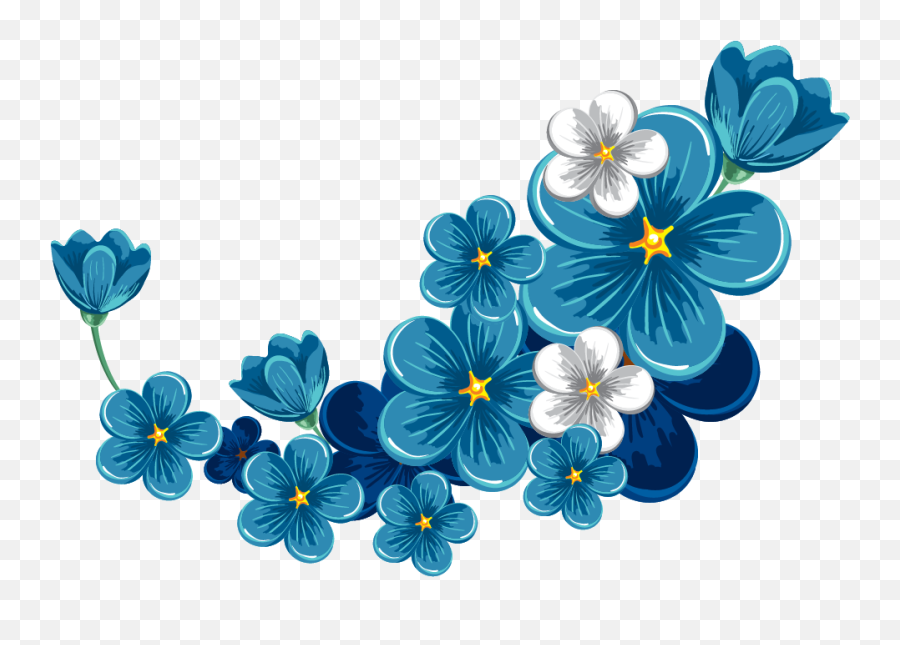 Download Hd Bloom Flower Blue Frame Border Flowers White Emoji,Flowers Border Png