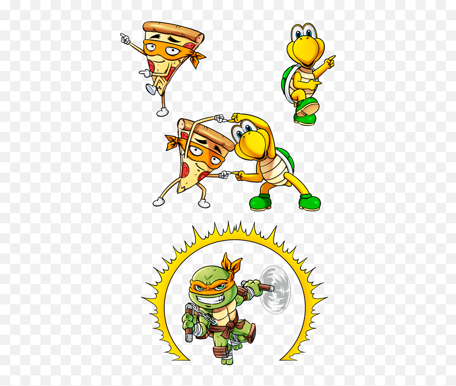 Parody Of Hamtaro Michelangelo Koopa Troopa And A Pizza Emoji,Hamtaro Png