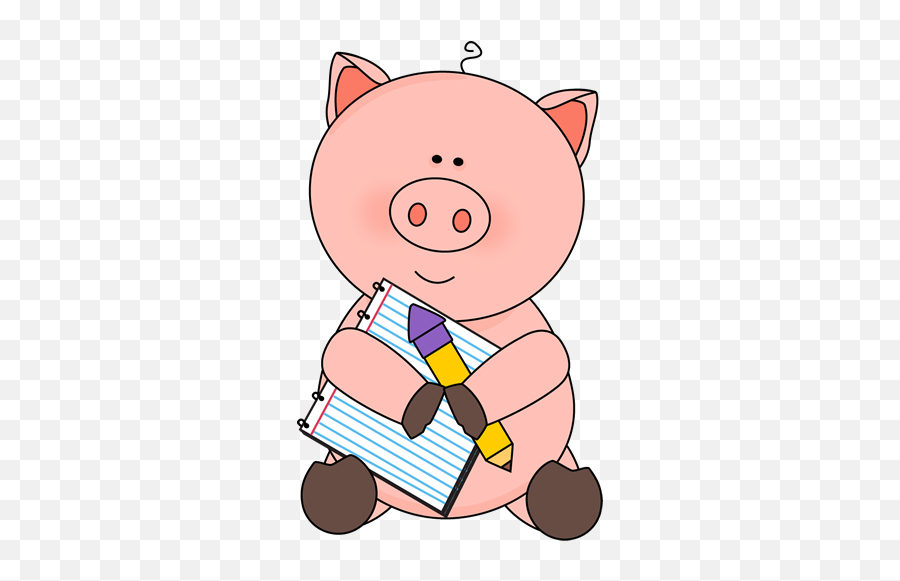 Pig Clip Art - Pig Images Cute Animals Writing Clipart Emoji,Pencils Clipart