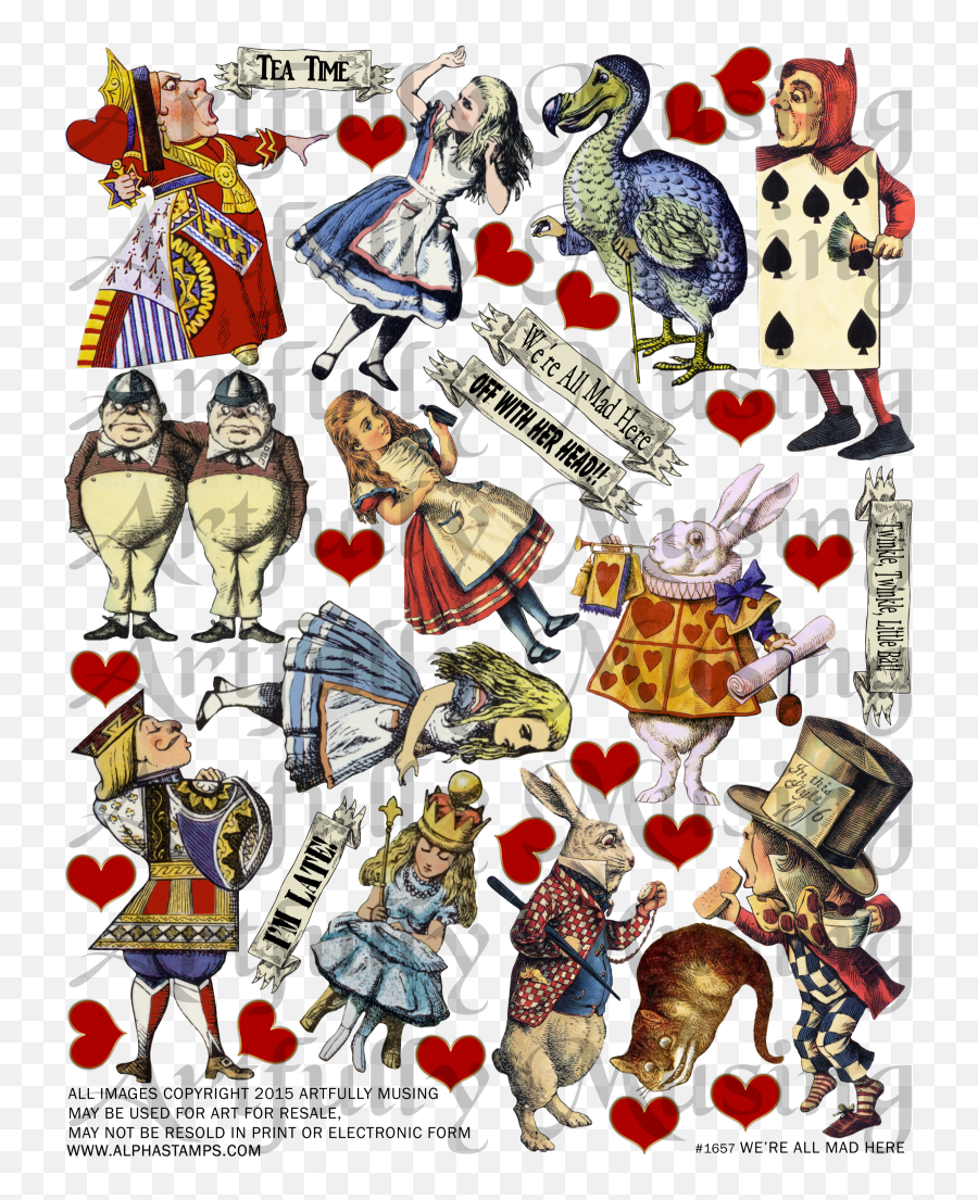 Alice In Wonderland Png Transparent - Alice In Wonderland Illustration Set Emoji,Alice In Wonderland Png