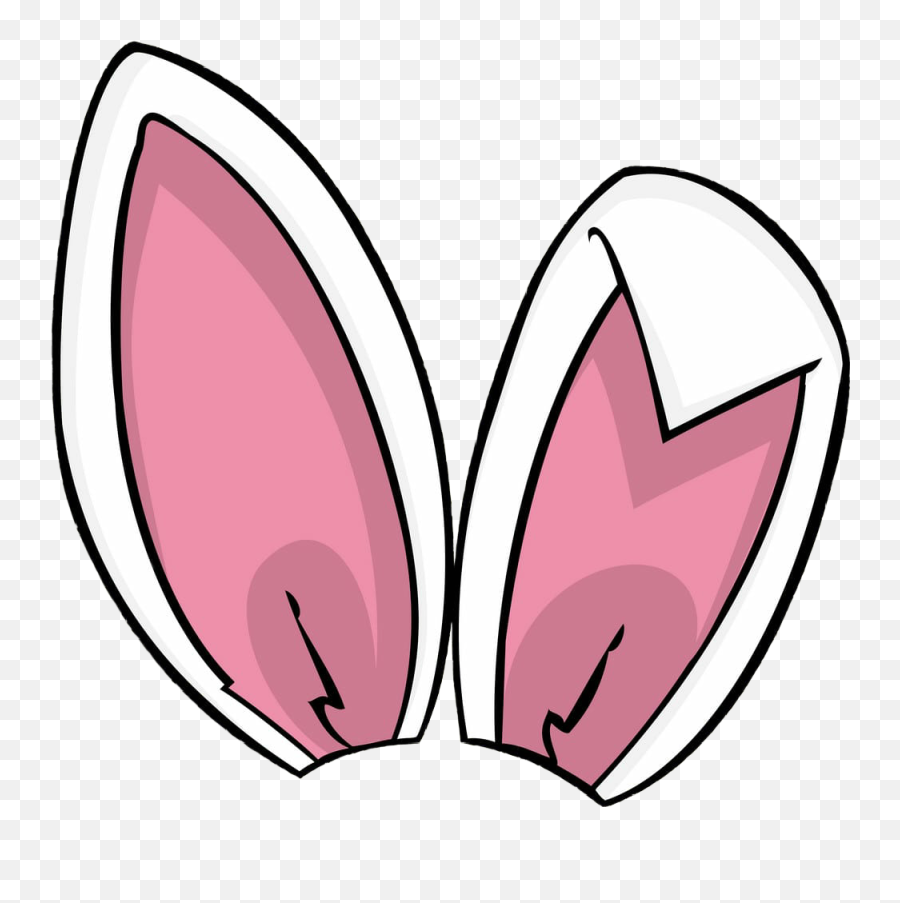 Bunny Rabbit Ears Features Face Head Pink White Girly - Long Ears Clipart Rabbit Emoji,Ears Clipart