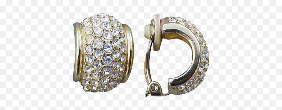 Vintage Swarovski Crystal Clip Earrings Half Hoop Swan Logo - Solid Emoji,Swarovski Logo